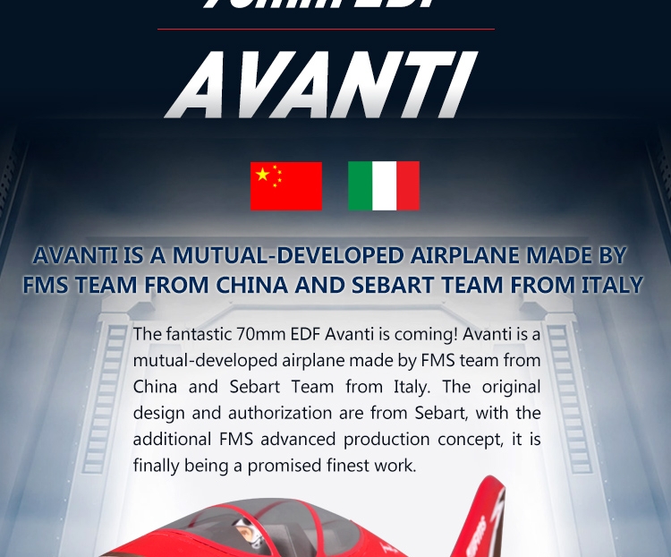 FMS Avanti S 70mm Jet PNP 6S Red Race RC JET Airplane