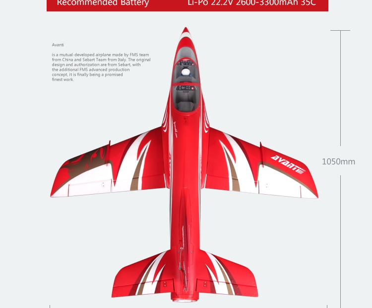 FMS Avanti S 70mm Jet PNP 6S Red Race RC JET Airplane