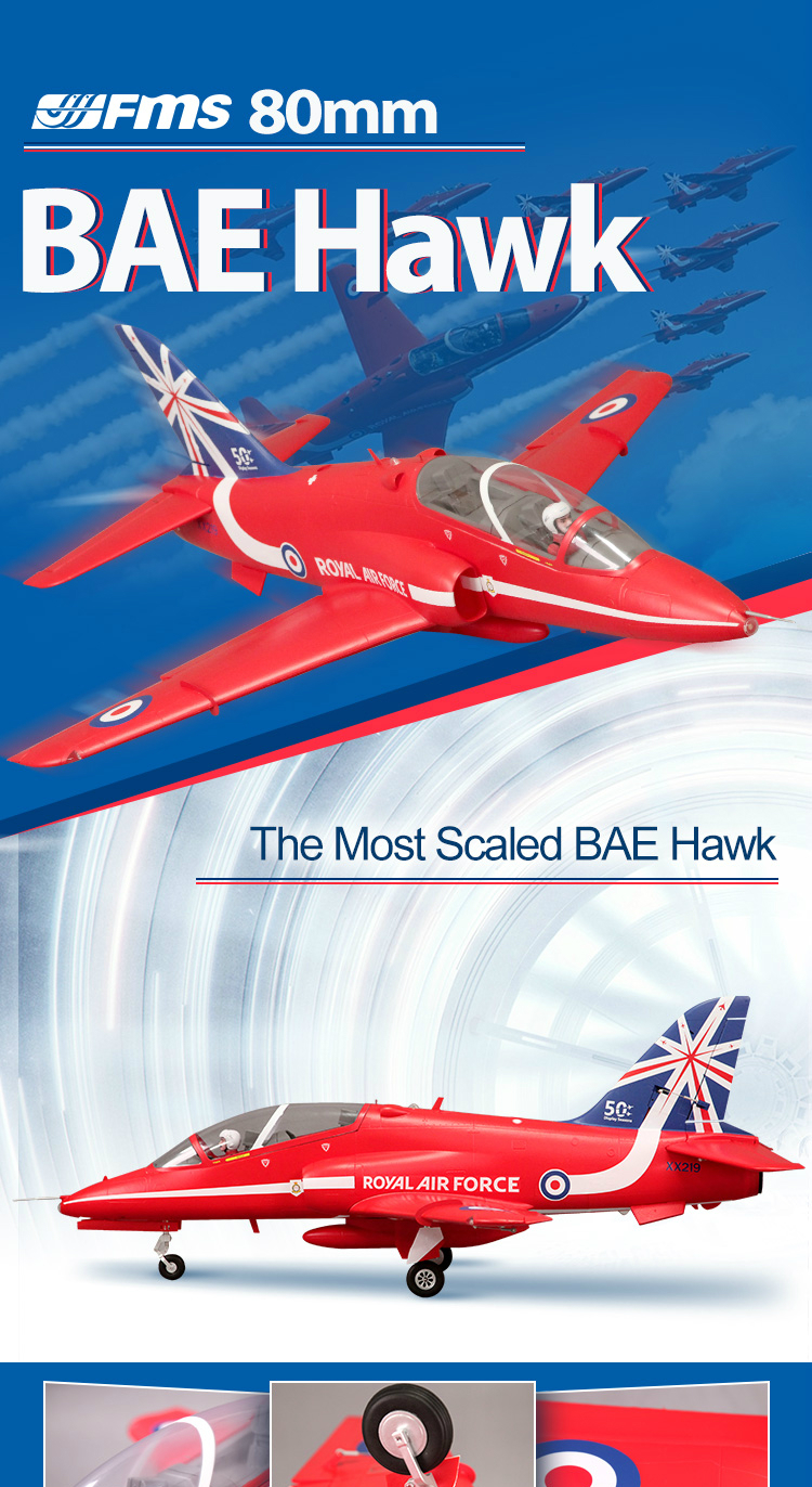 FMS BAE Hawk 80mm Jet PNP RC JET Airplane
