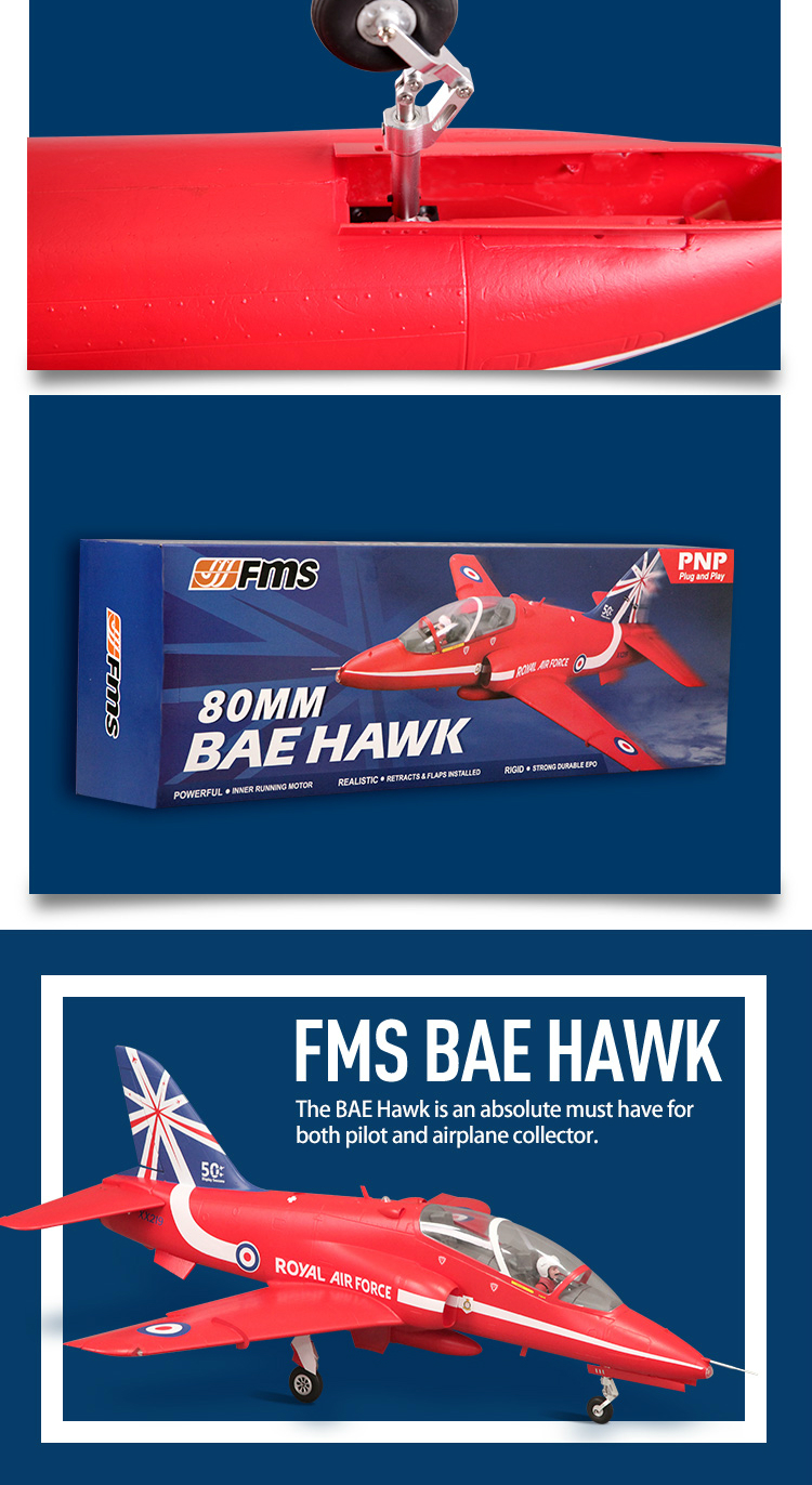 FMS BAE Hawk 80mm Jet PNP RC JET Airplane