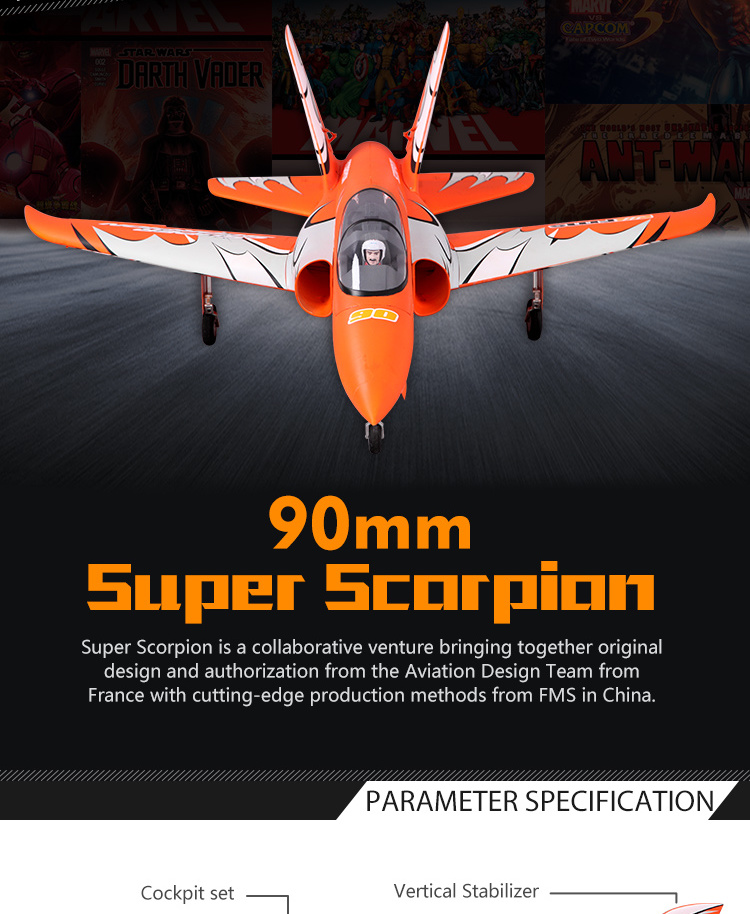 FMS Super Scorpion 90mm Jet PNP 6S red Color RC Jet