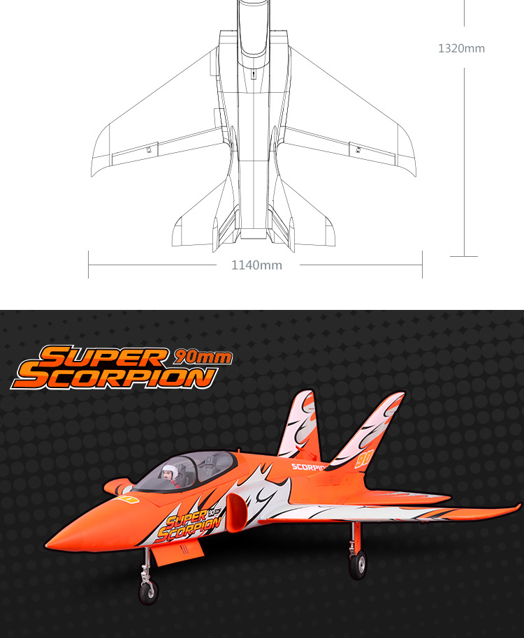 FMS Super Scorpion 90mm Jet PNP 6S red Color RC Jet
