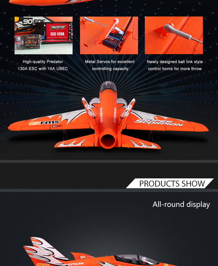 FMS Super Scorpion 90mm Jet PNP 6S red Color RC Jet
